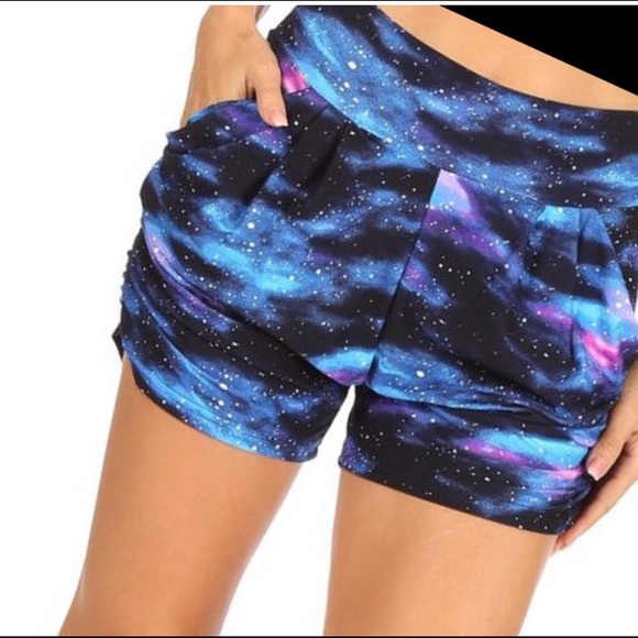 LAST PAIR: Harem galaxy butter soft comfy shorts - Picture 2 of 6
